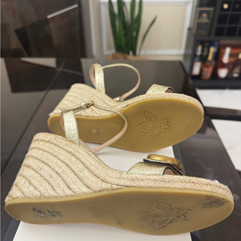 Gucci Aitana GG Wedge Espadrille Sandals - Picture 6 of 7